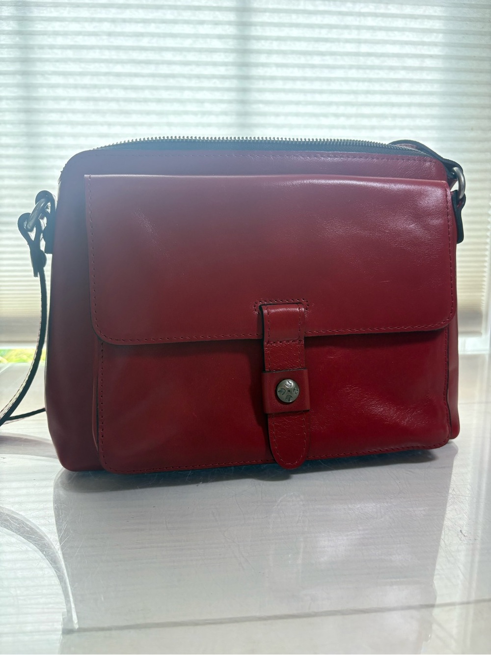 Patricia Nash Red Leather Crossbody Messenger Bag